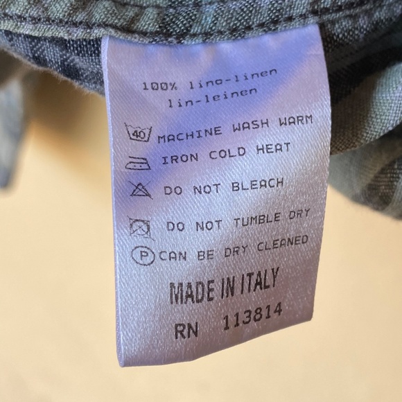 Billy Reid Green-and-Blue Plaid Long Sleeve Button Down, Size Small - Picture 7 of 9